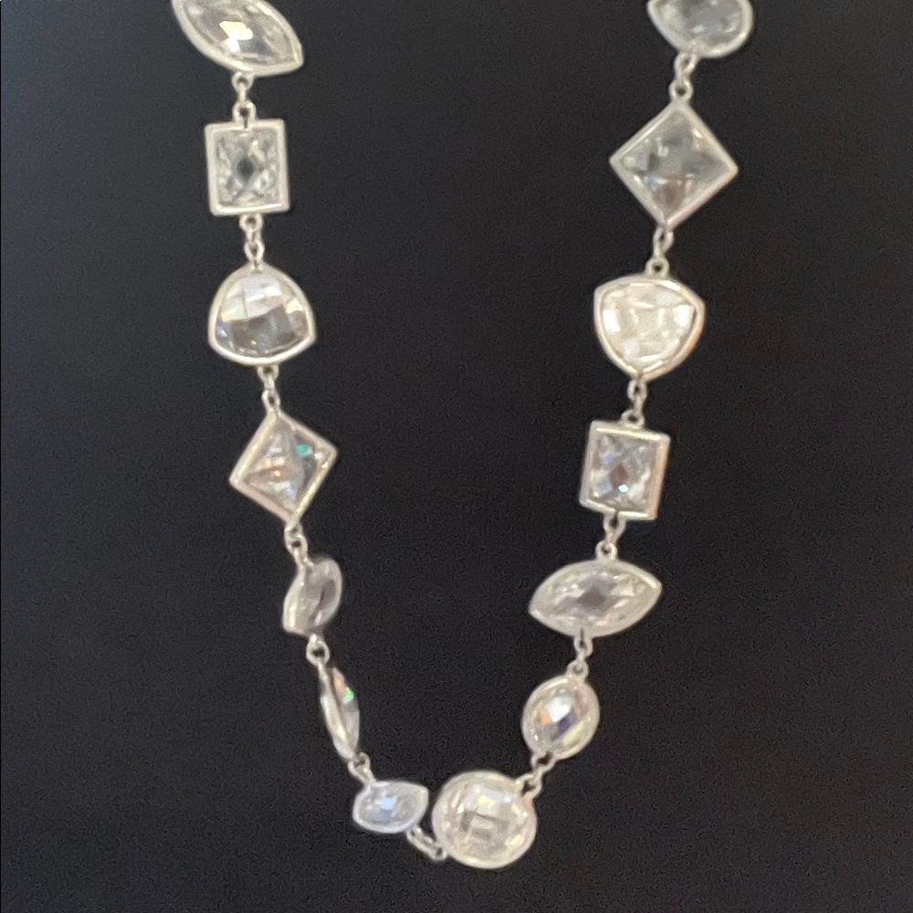 CZ necklace stainless steel 36” long